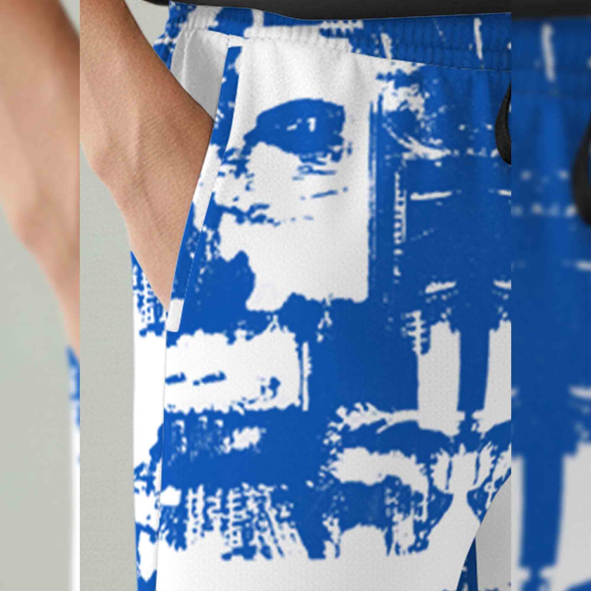 Men All Over Printed Short White & Blue