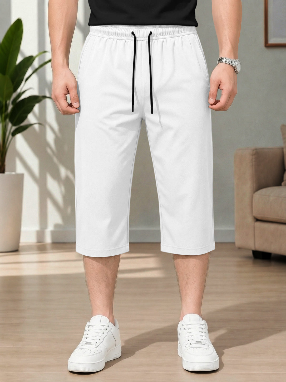 Men's Solid Colors Three-Quarter Casual Shorts