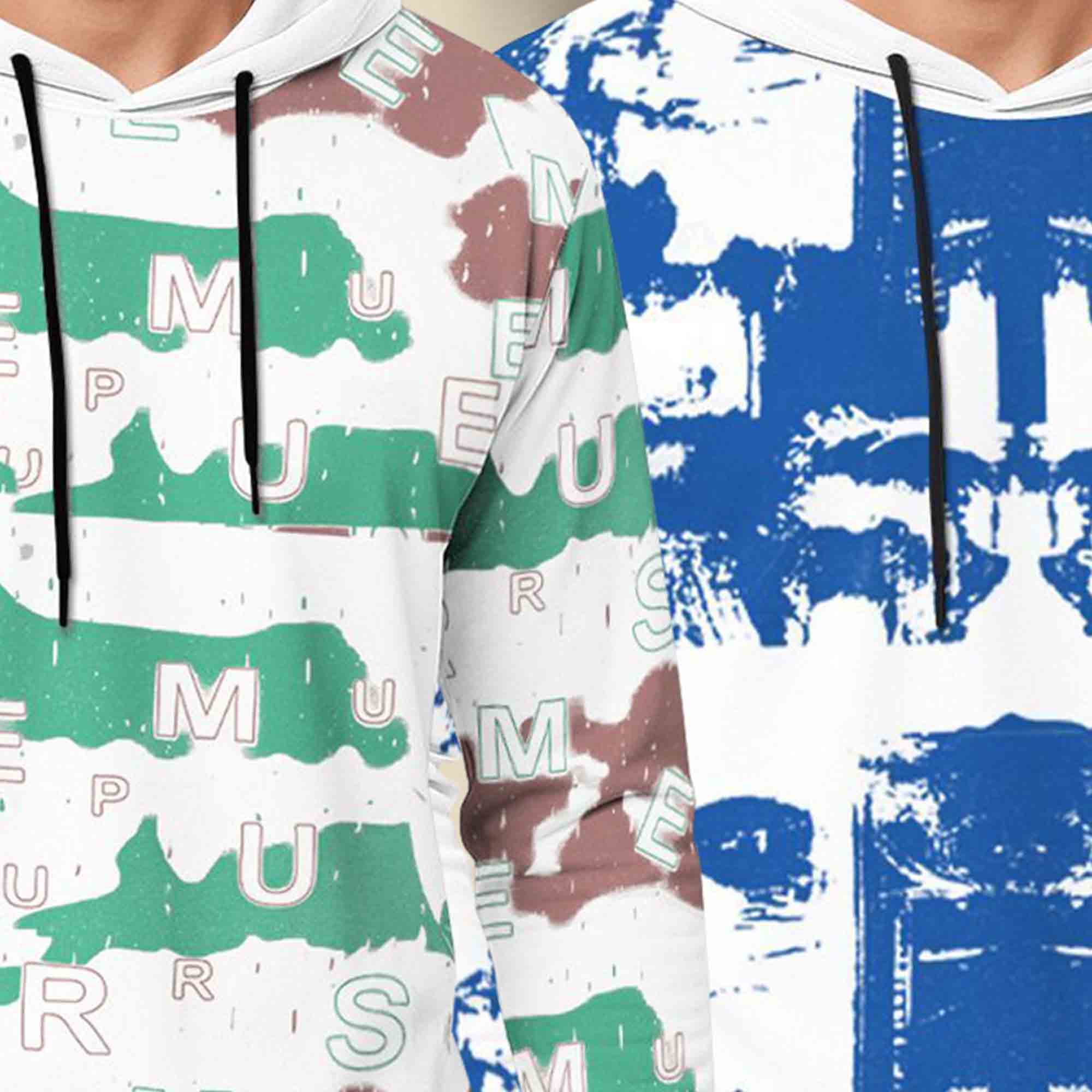 (Pack Of 2) Printed Hooded Full Sleeve T-shirt White