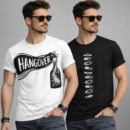 (Pack Of 2) Half Sleeve Typography Printed T-shirts