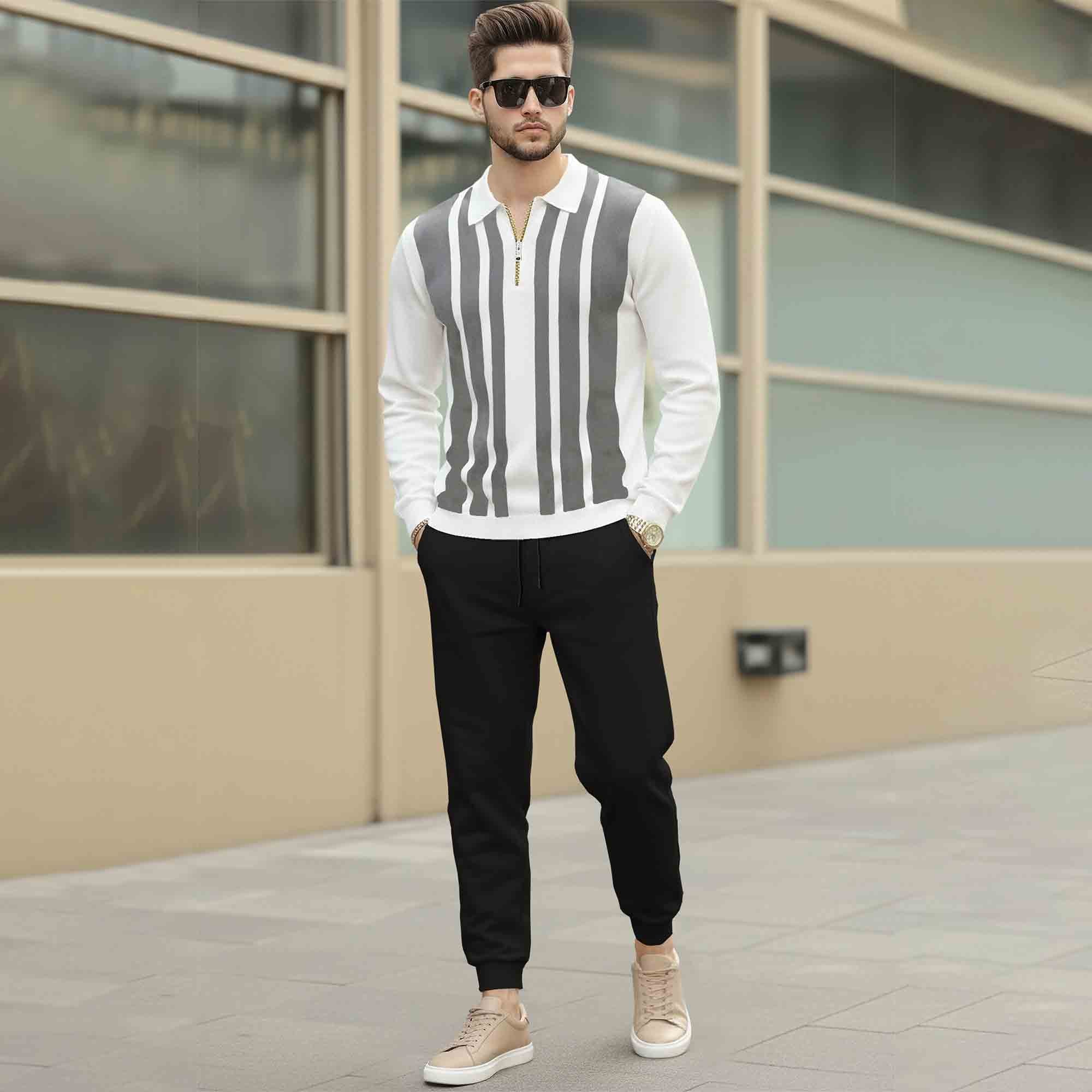 Men Tracksuit Multicolor Full Sleeve Polo T-Shirts & Track Pants-9 Variants