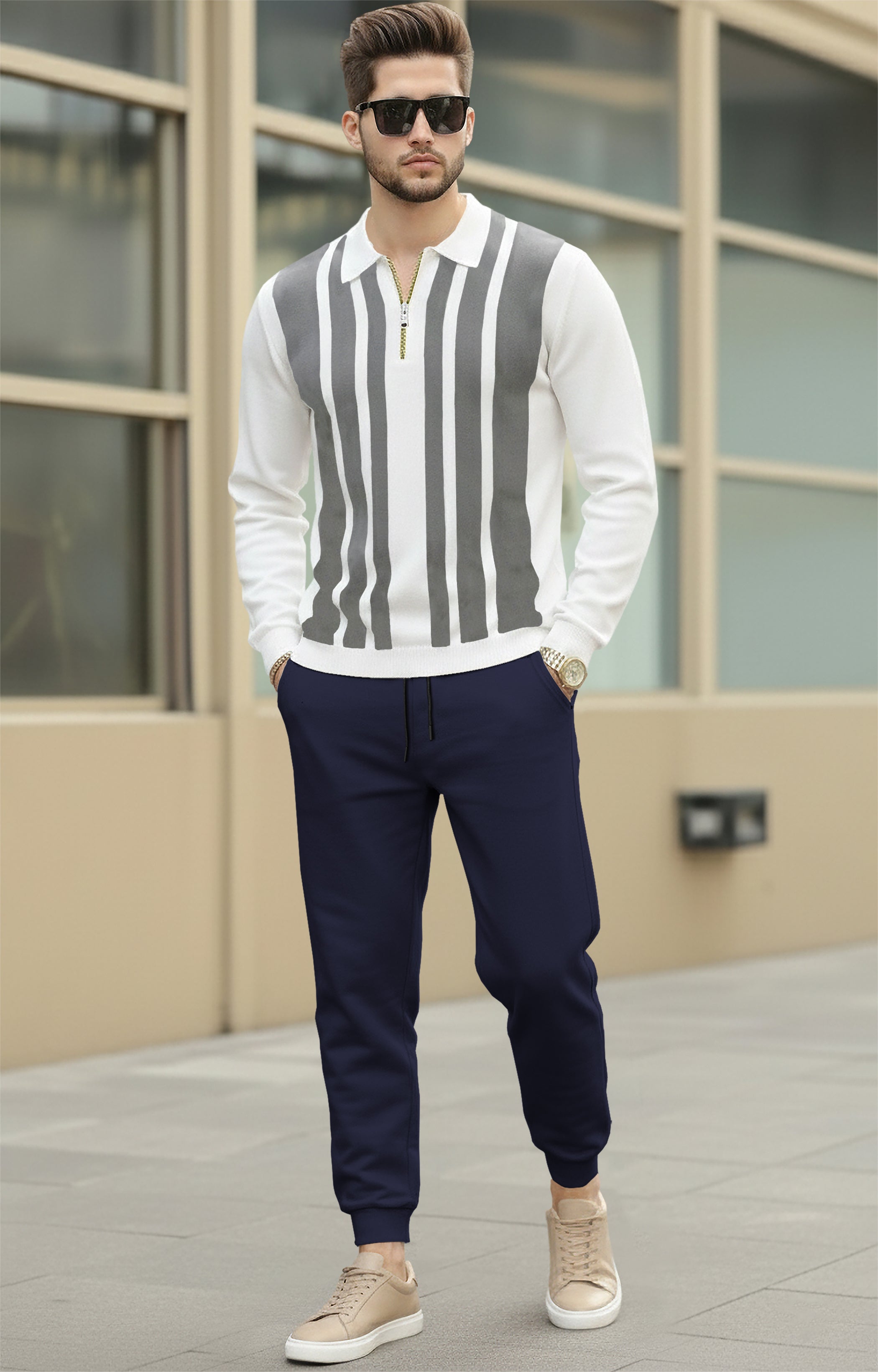 Men Tracksuit Multicolor Full Sleeve Polo T-Shirts & Track Pants-9 Variants