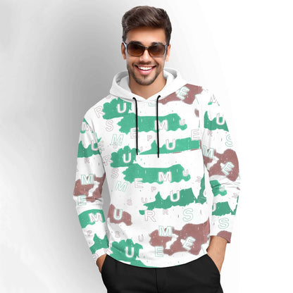 Men Printed Hooded Full Sleeve Casual T-shirt White