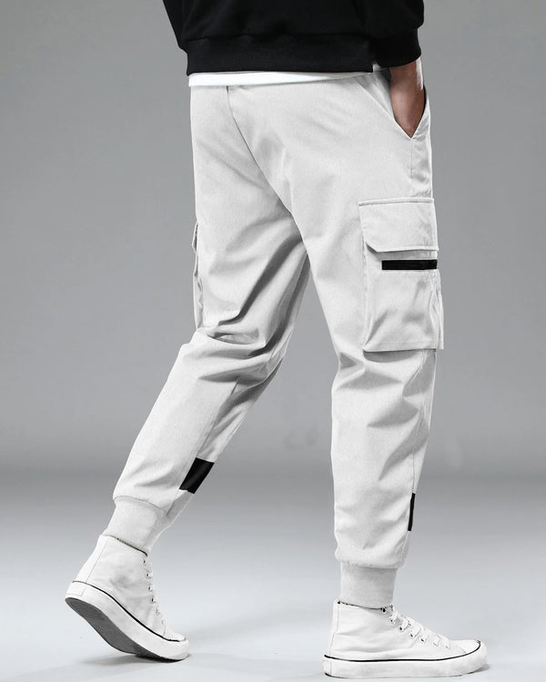 mens white loopknit cargo jogger