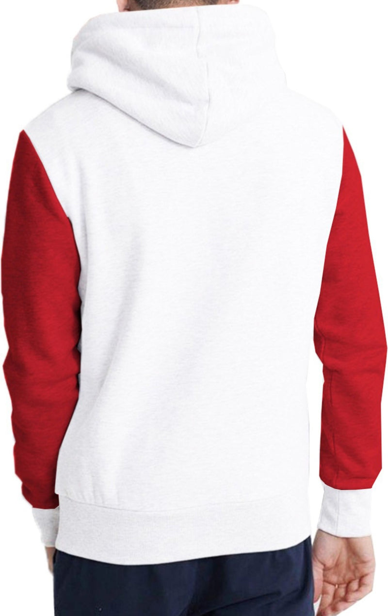 MEN RED-WHITE Printed hoodie Sweatshirt