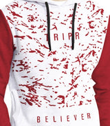 MEN RED-WHITE Printed hoodie Sweatshirt