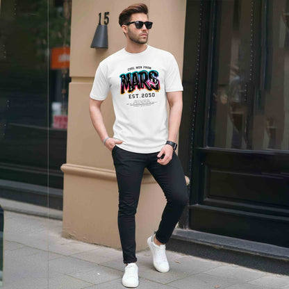 Men Half Sleeve Printed Tshirt White