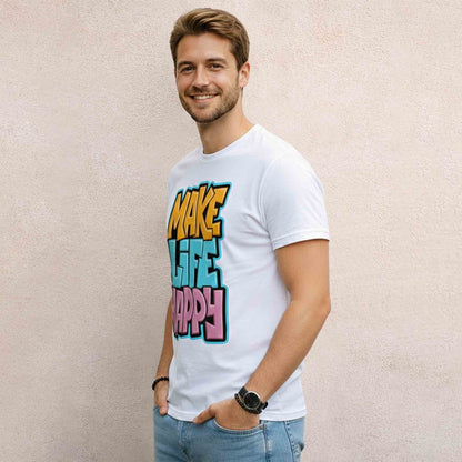 Men Half Sleeve Printed Tshirt White