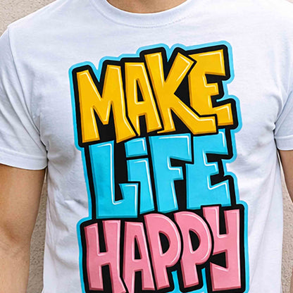 Men Half Sleeve Printed Tshirt White