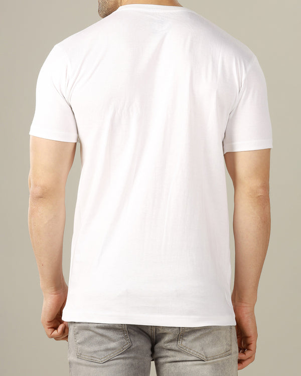 Men White Solid Half Sleeve T-shirt