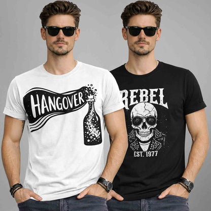 Pack Of 2 Graphics Printed Men Half Sleeve Combo T-shirts - 16 Variants