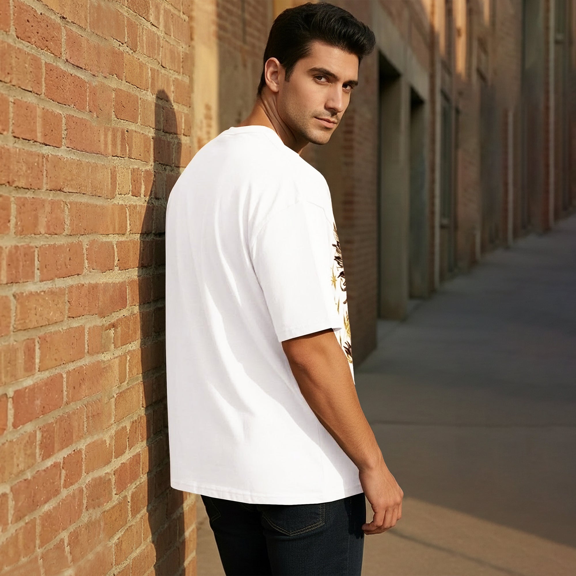 Japanese Dragon Printed Oversized White Tshirt