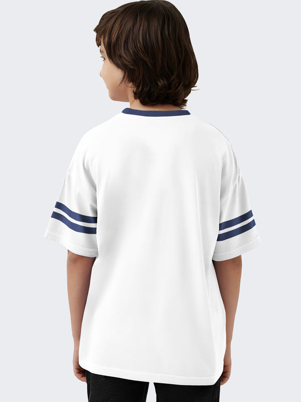 Boys Oversized Striped White T-Shirt