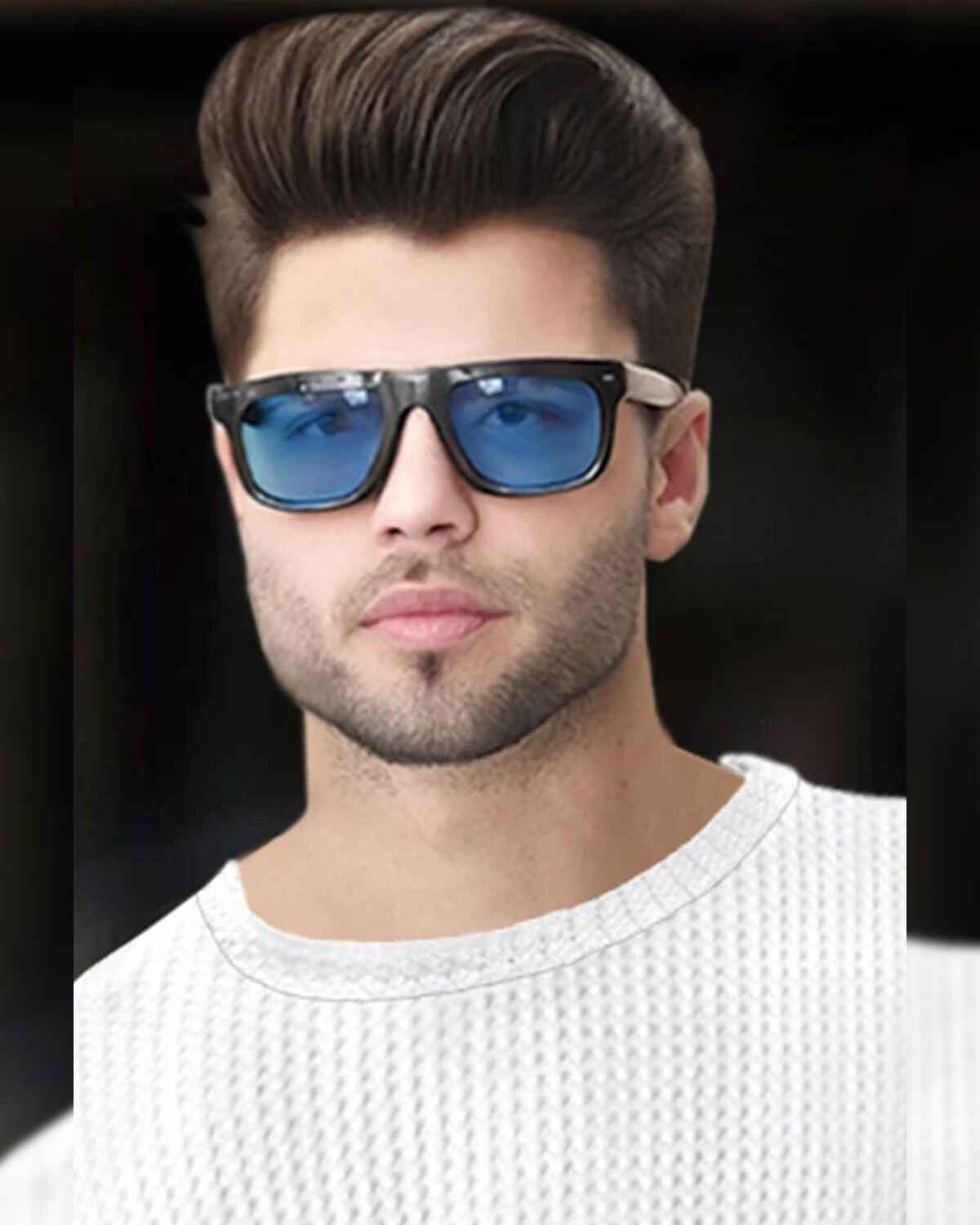 Men Casual Round Neck Plain White Waffle Vest