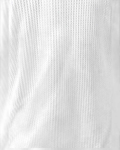 Men Casual Round Neck Plain White Waffle Vest