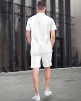 WAFFLE PLAIN TEXTURED SHIRT WITH SHORT / WHITE