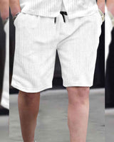 WAFFLE PLAIN TEXTURED SHIRT WITH SHORT / WHITE