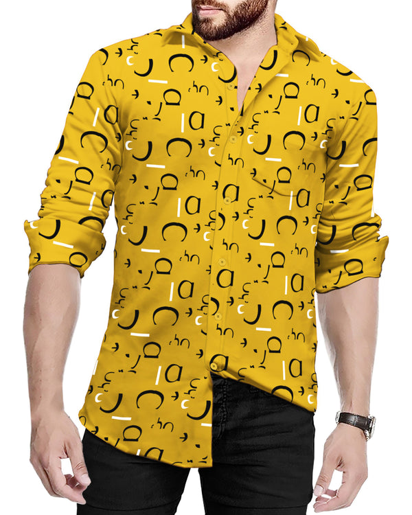 Men Regular Fit Printed Casual Shirt / Yellow