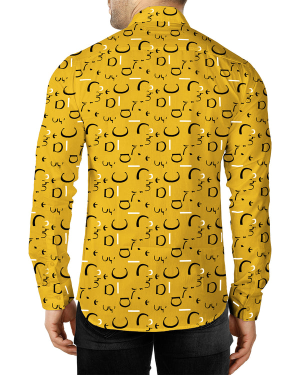 Men Regular Fit Printed Casual Shirt / Yellow