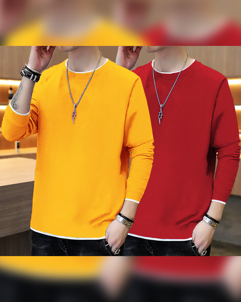 (Pack of 2) Men Full Sleeve T-shirts Combo | 4 COLORS SET