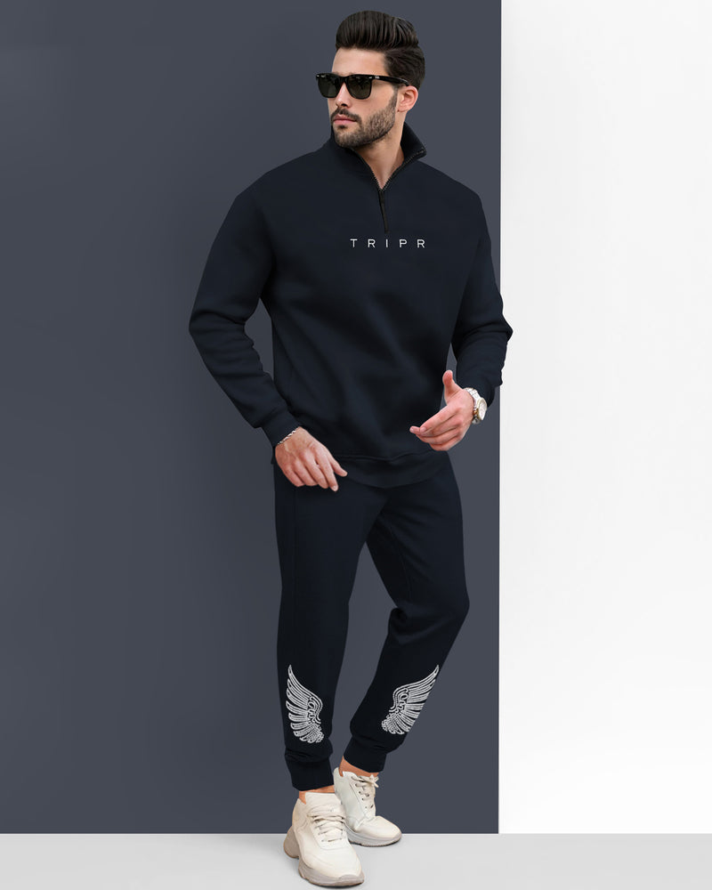 Tracksuit For Men Navy Sweatshirt / Navy Blue Trackpant