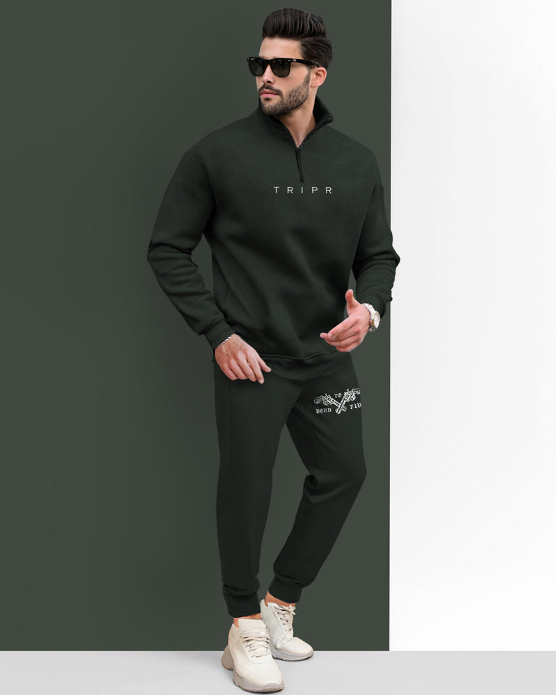 Tracksuit For Men Olivegreen Sweatshirt / Olivegreen Trackpant