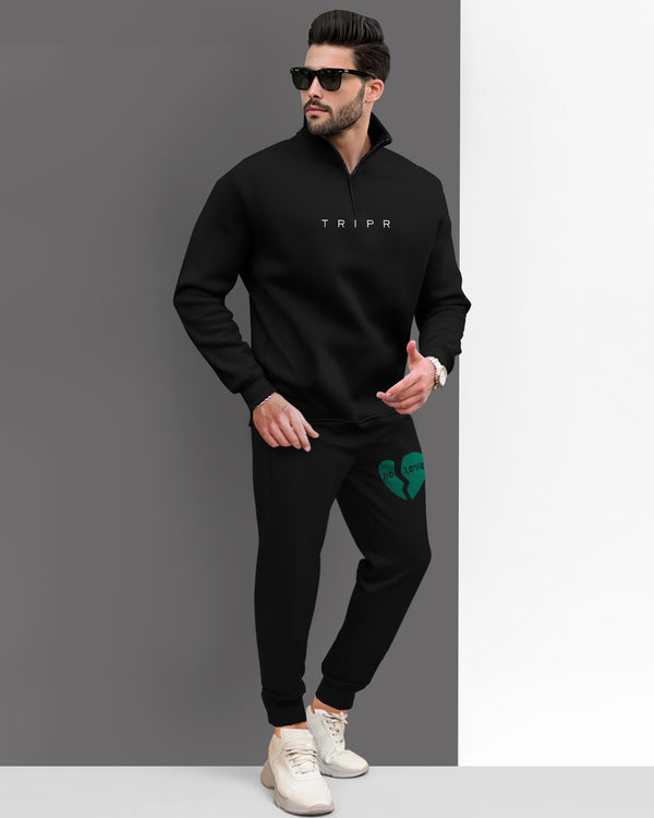 Tracksuit For Men Black Sweatshirt / Black Trackpant