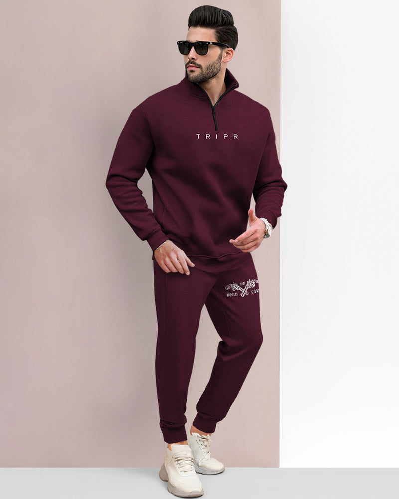 Tracksuit For Men Maroon Sweatshirt / Maroon Trackpant