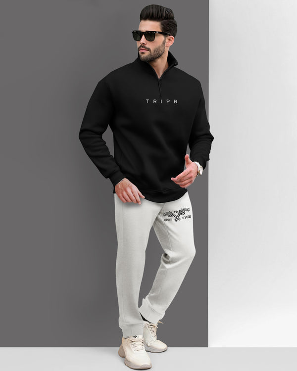 Tracksuit For Men Black Sweatshirt & Grey Track Pant