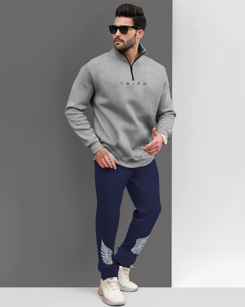 Tracksuit For Men Grey Sweatshirt & Navy Track Pant