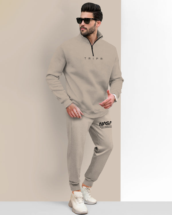 Tracksuit For Men Beige Sweatshirt / Beige Trackpant