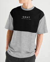 Men Oversized GOAT Printed Grey Black T-shirt