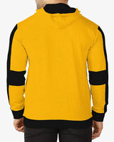 Men Yellow Black Contrast Casual Hooded Jacket