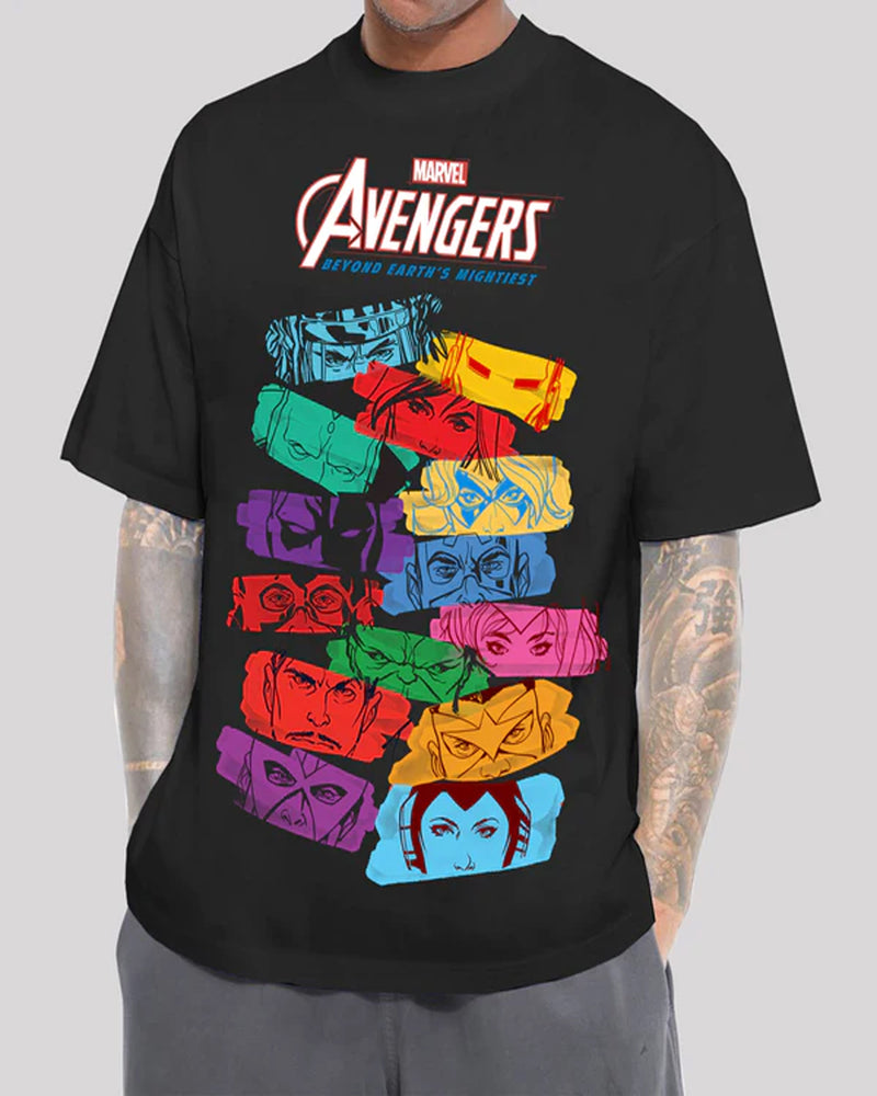 Mens Oversized Printed Avengers T-Shirt