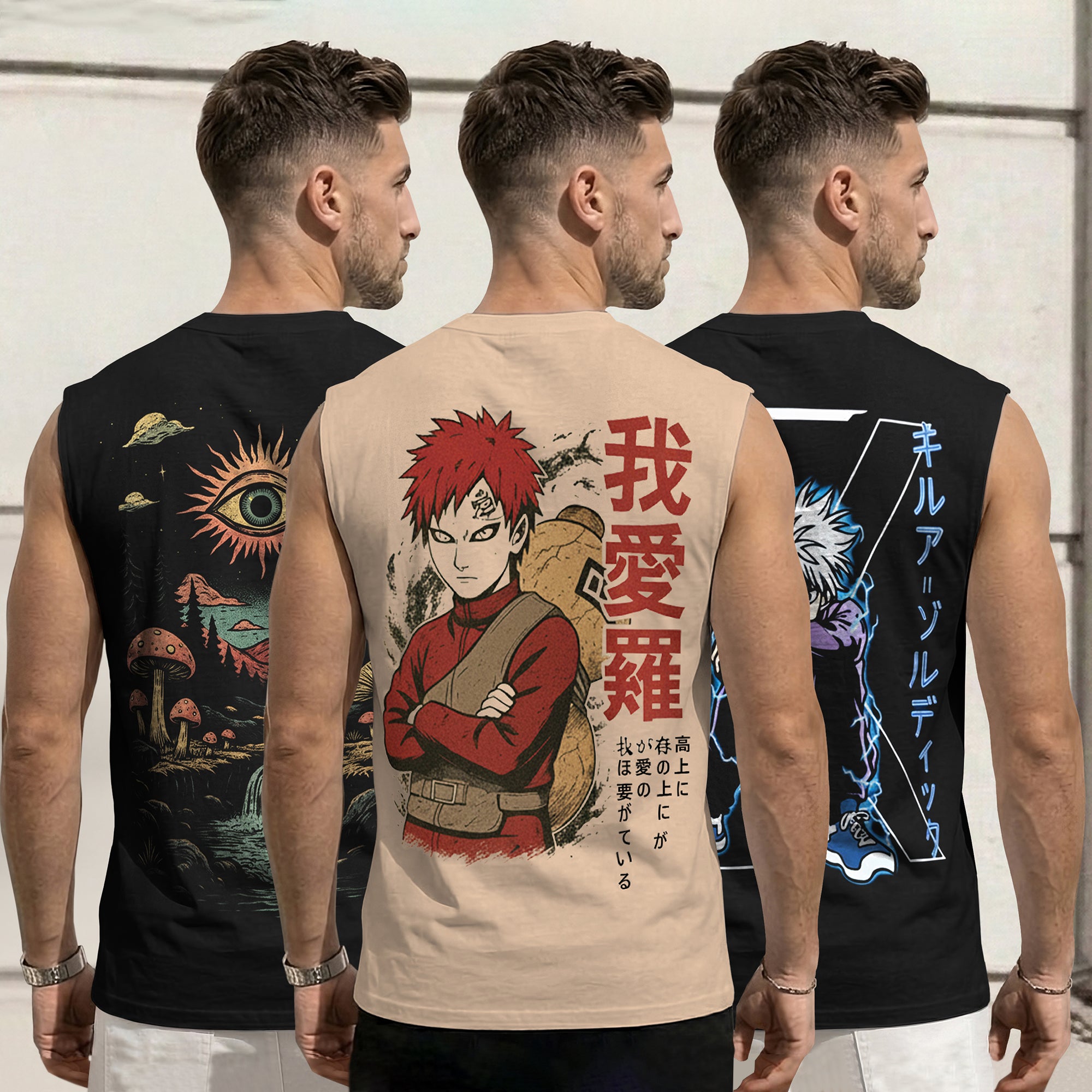 Mens Back Printed Sleeveless Vest Multicolors