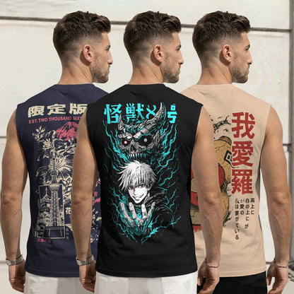Mens Back Printed Sleeveless Vest Multicolors