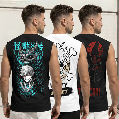 Mens Back Printed Sleeveless Vest Multicolors