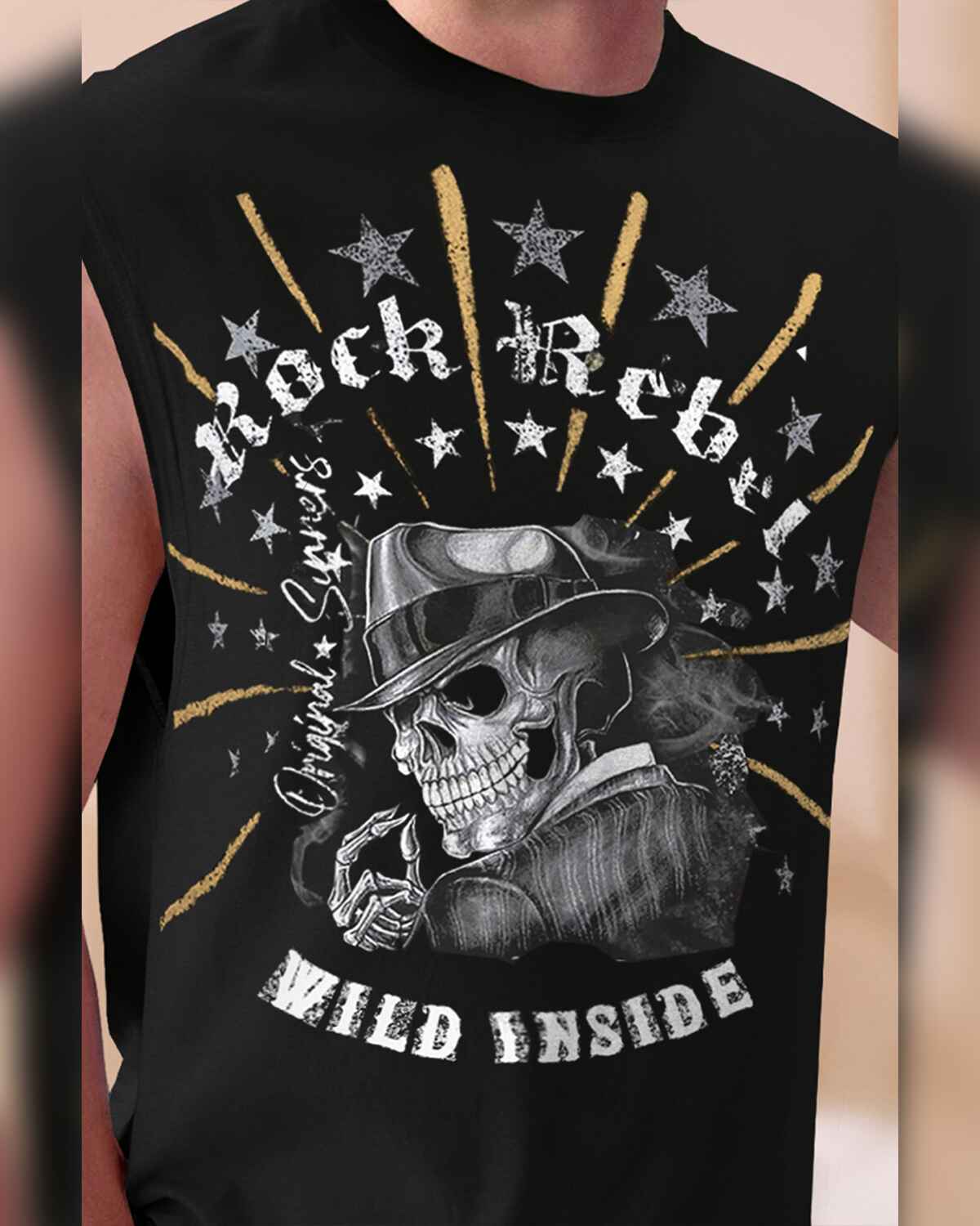 Men Casual Black Printed Top Tank