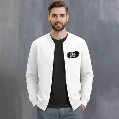 Mens Trendy Anime Design Printed Round Neck Jacket White