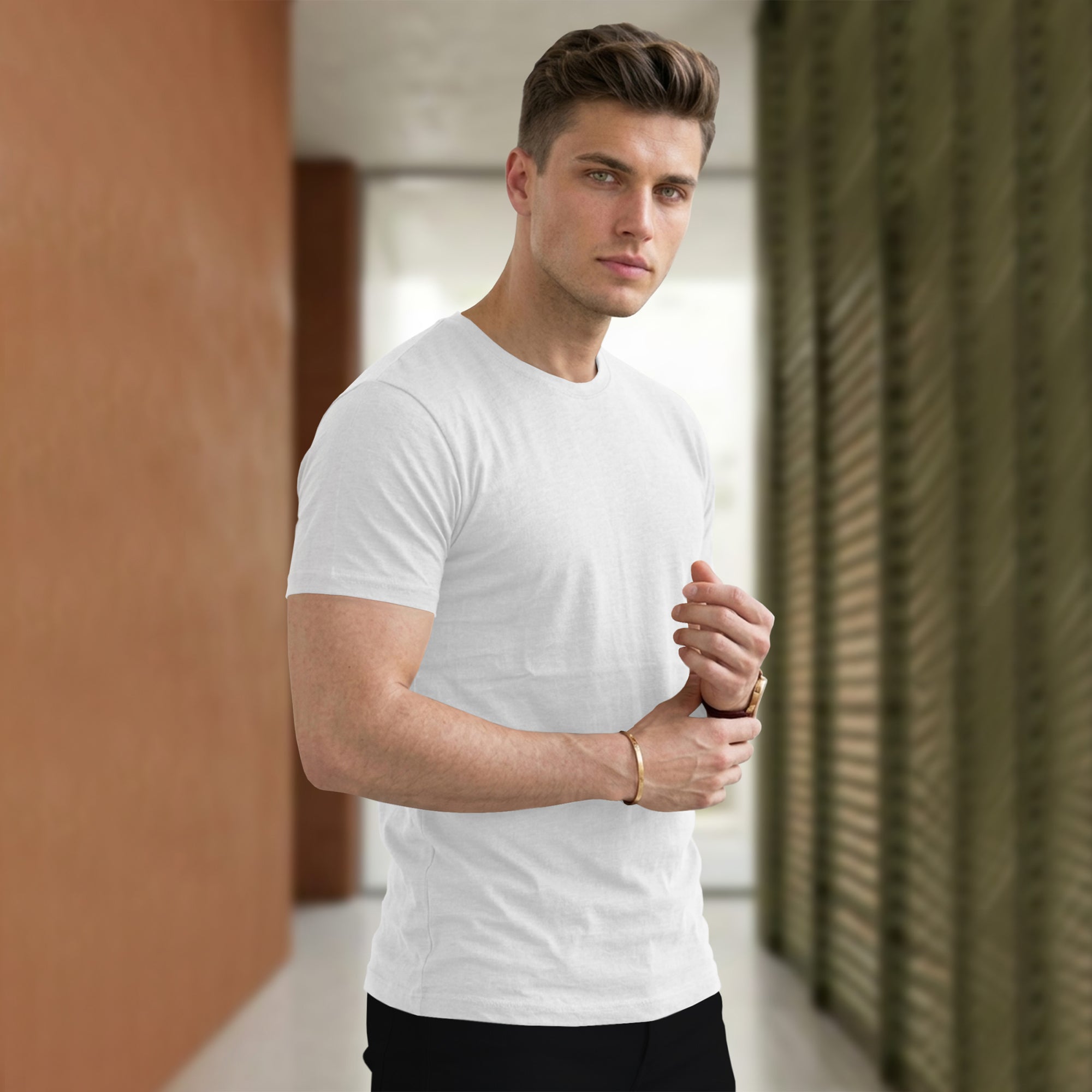 (Pack Of 1) Men Half Sleeve Round Neck Plain White T-shirt