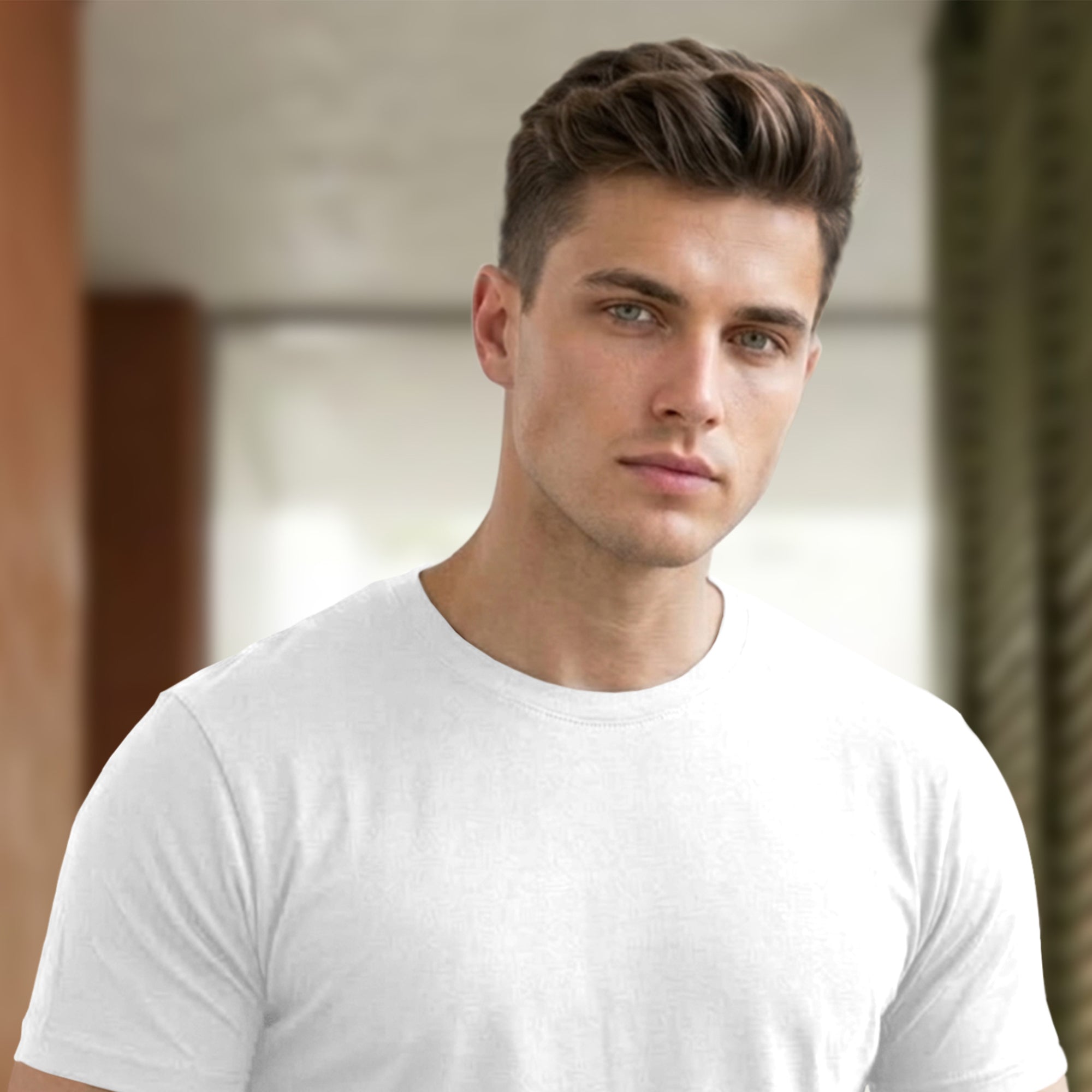 (Pack Of 1) Men Half Sleeve Round Neck Plain White T-shirt