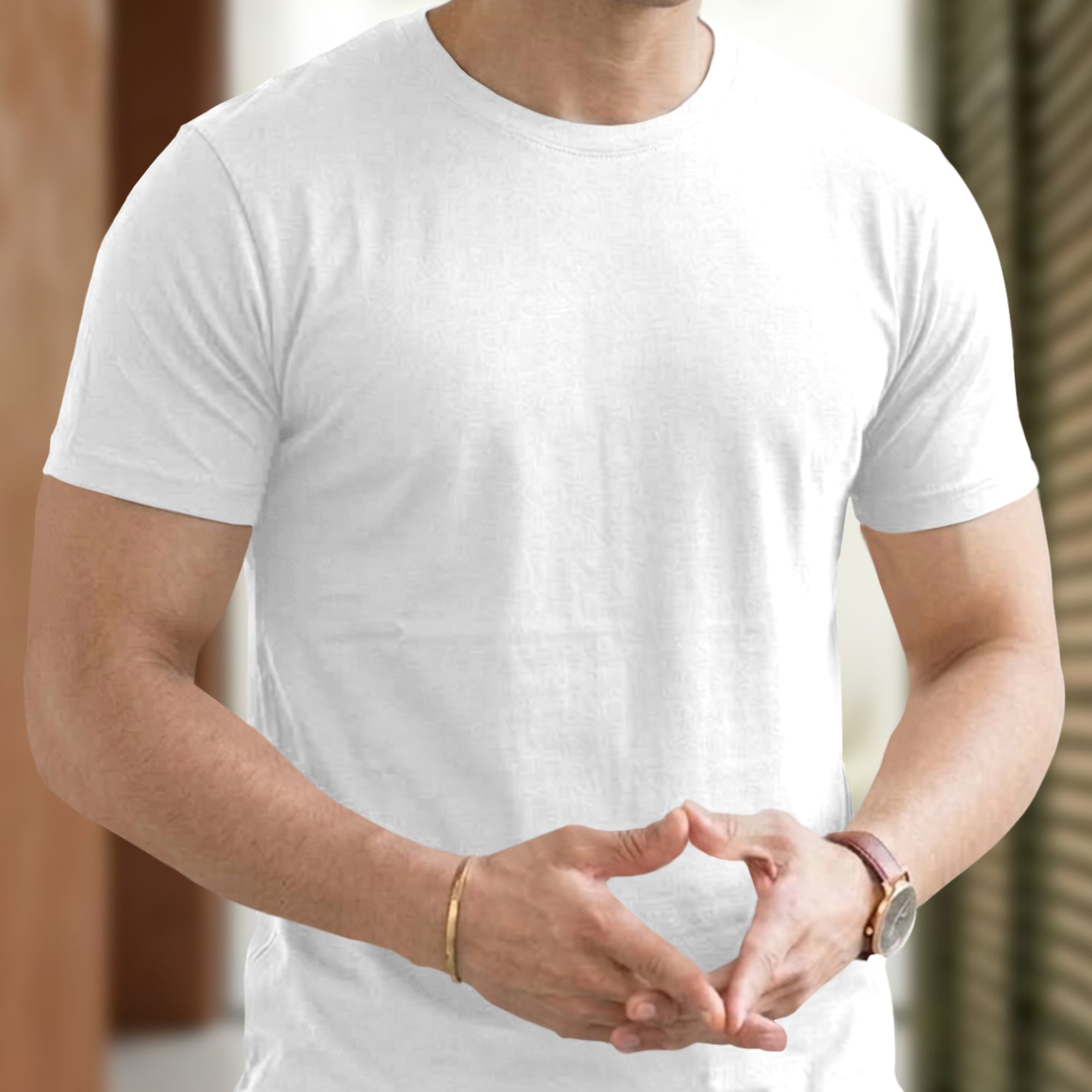 (Pack Of 1) Men Half Sleeve Round Neck Plain White T-shirt