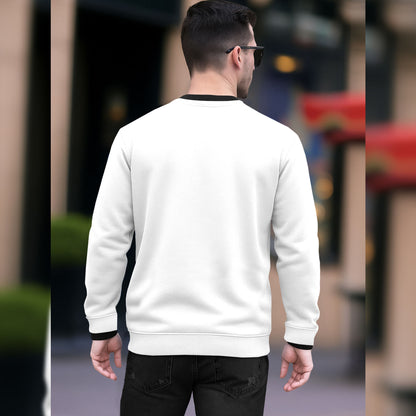Round Neck Plain Dual Color Sweatshirt White & Black