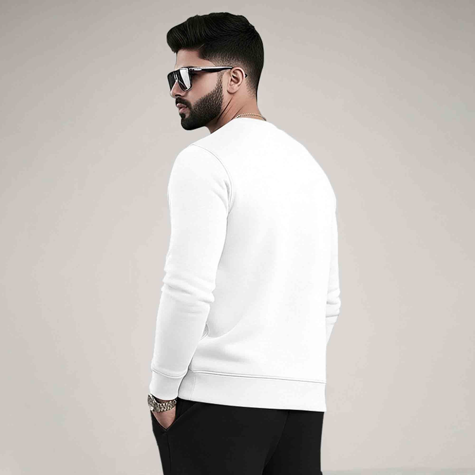 PLAIN WHITE MEN REGULAR FIT CASUAL SWEATSHIRT