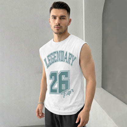 Men Printed Round Neck Vest White