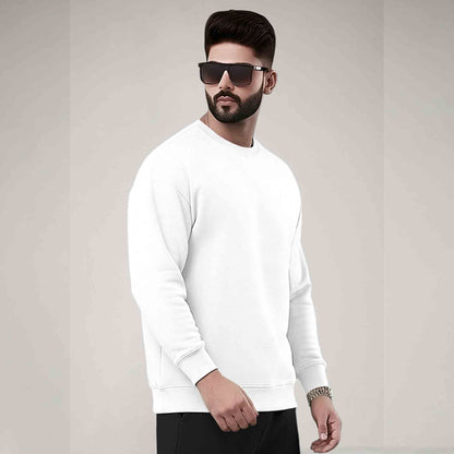 PLAIN WHITE MEN REGULAR FIT CASUAL SWEATSHIRT