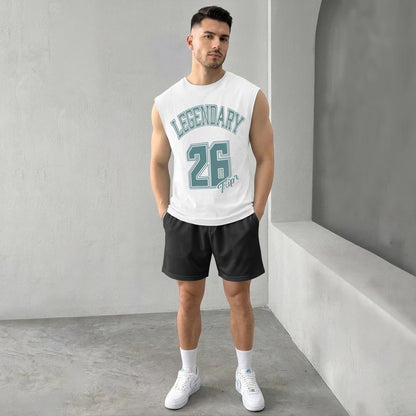 Men Printed Round Neck Vest White