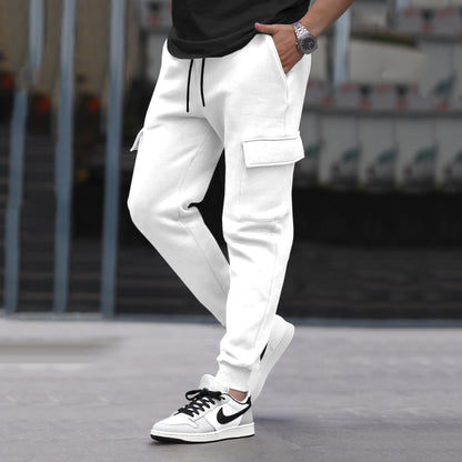 Mens Plain White Cargo Jogger
