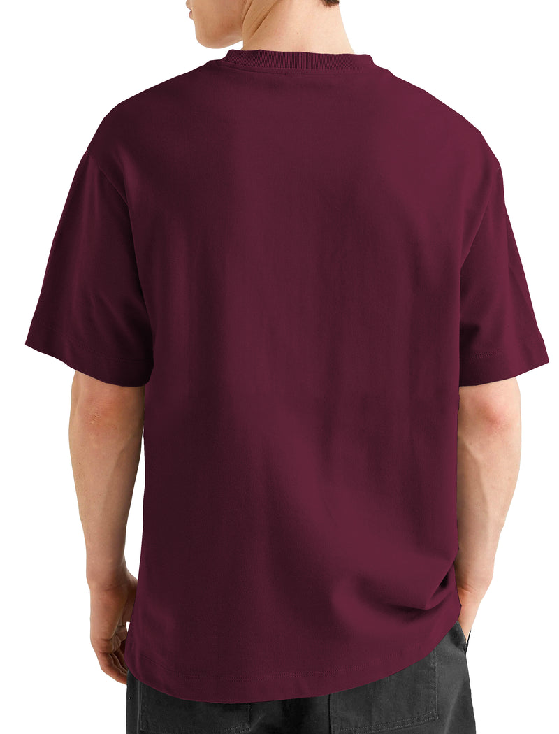 Men Oversized GOAT Printed Black Maroon T-shirt