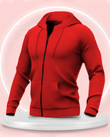 Full Sleeve Fleece Red Color Plain Jacket